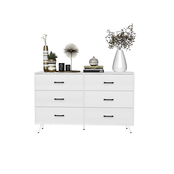 白色 刨花板+无纺布 贴三胺 133*40*84cm 双排3层6抽带高脚 抽屉柜 饰面布抽柜-16