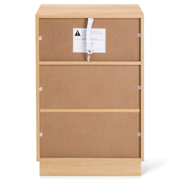 白色+橡木色 P2刨花板 贴麻面三胺 抽屉斜封边 40*30*60cm 两抽带上隔层 床头柜 1PC-11