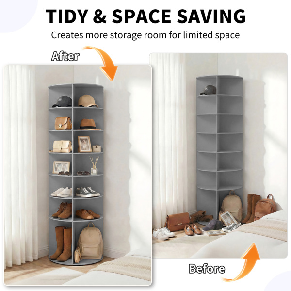 7 层 可360° 旋转 木塑板 60*60*184cm 鞋架 灰色-10