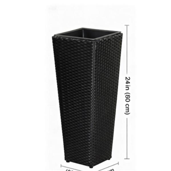 一套2个藤花盆，带可拆卸内盆，金属框架可调节脚垫，用于园艺-4