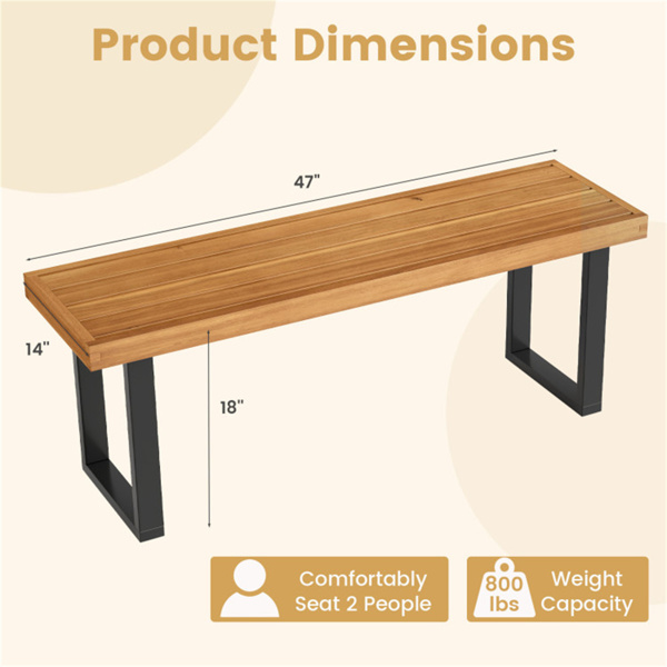 2PCS实心相思木户外餐桌，800磅承重露台花园长椅-3