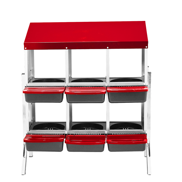 6隔间 80*52*96cm 斜顶房屋 红色 带底脚 铁+塑料 喂食用品-2