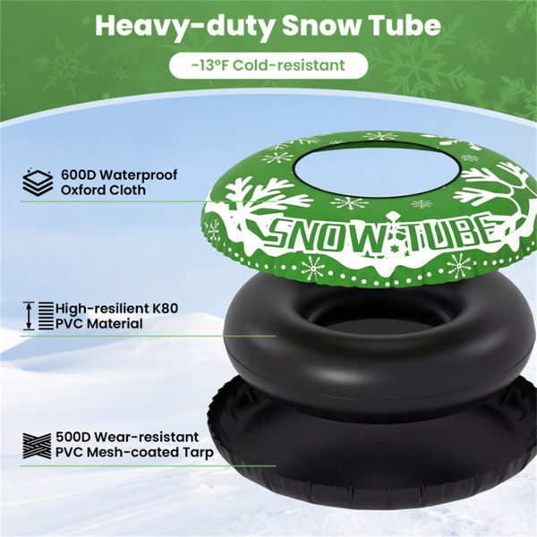 600D防水牛津布雪橇，加固手柄，成人儿童可拆卸牵引带-绿色-2