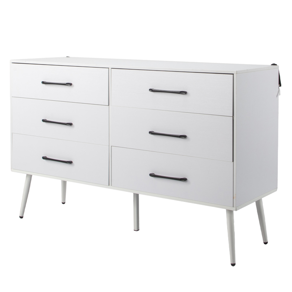 白色 刨花板+无纺布 贴三胺 133*40*84cm 双排3层6抽带高脚 抽屉柜 饰面布抽柜-2