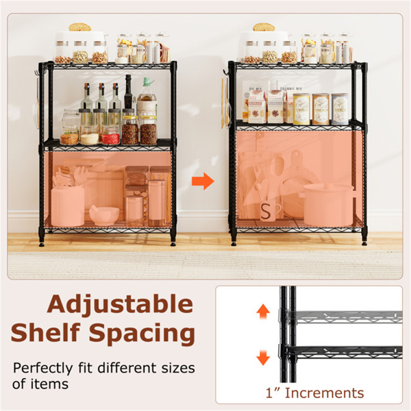 3层重型金属线架单元，总载重量450磅，带车库和厨房防倾倒套件-8