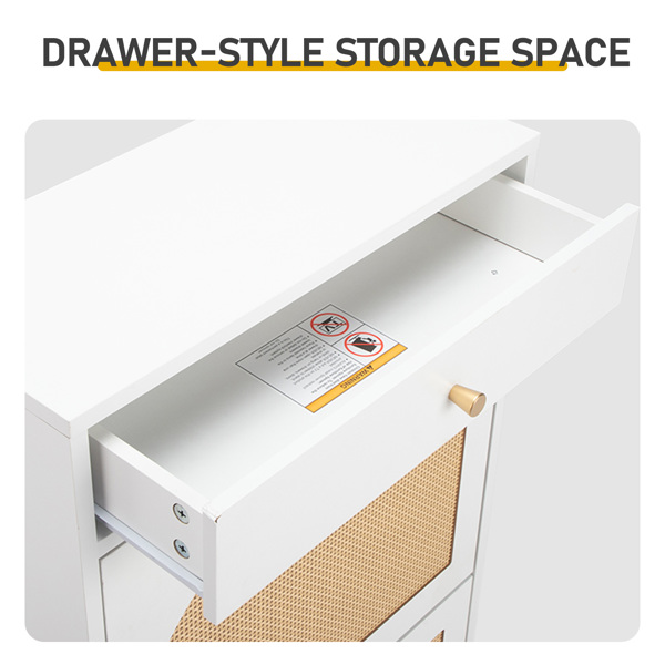 藤面1抽2翻斗 鞋柜 刨花板 54*24*110cm 白色-8