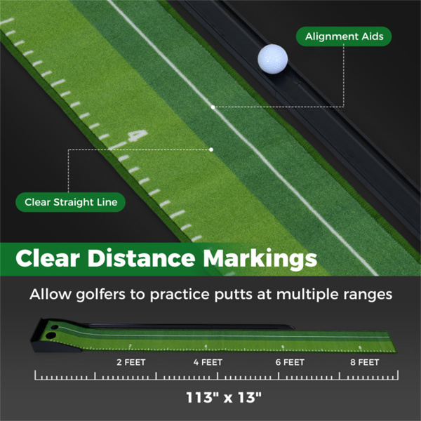 室内高尔夫推杆垫，带回球轨道2洞尺寸距离标记3个球-6
