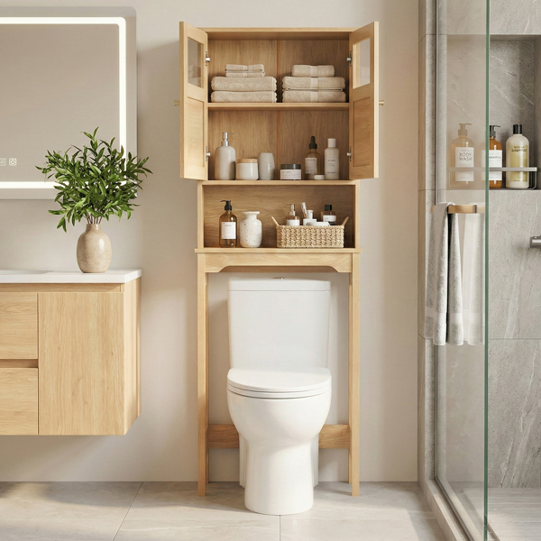 原木色   刨花板三胺贴面带藤面 60*22*170cm 双门 马桶柜-10