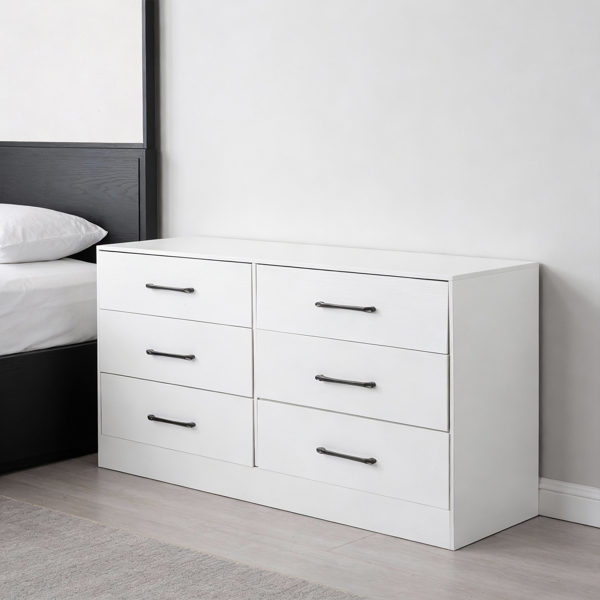 白色 抽屉柜+刨花板 贴三胺 134*40*67cm 双排3层6抽 抽屉柜 饰面布抽柜-12