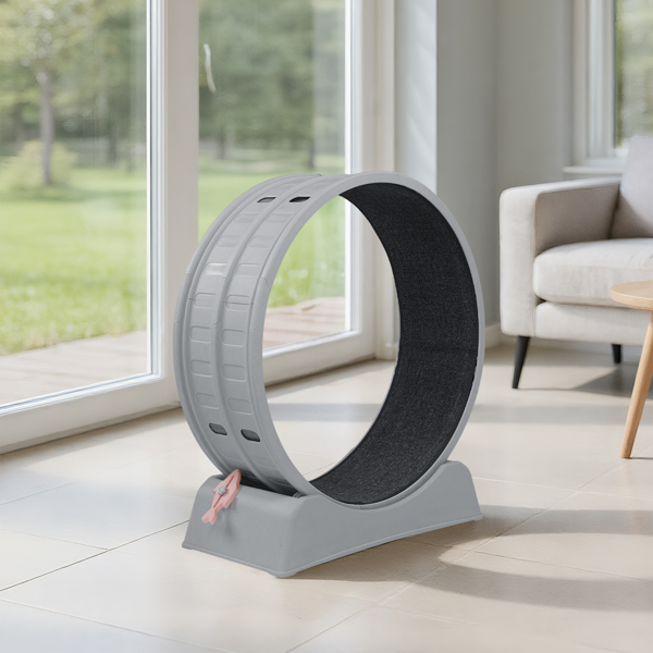 80*34*86CM 灰色 PP 轨道连接片组装 圆形配灰色地毯+1根逗猫棒 15kg 猫跑步机-2