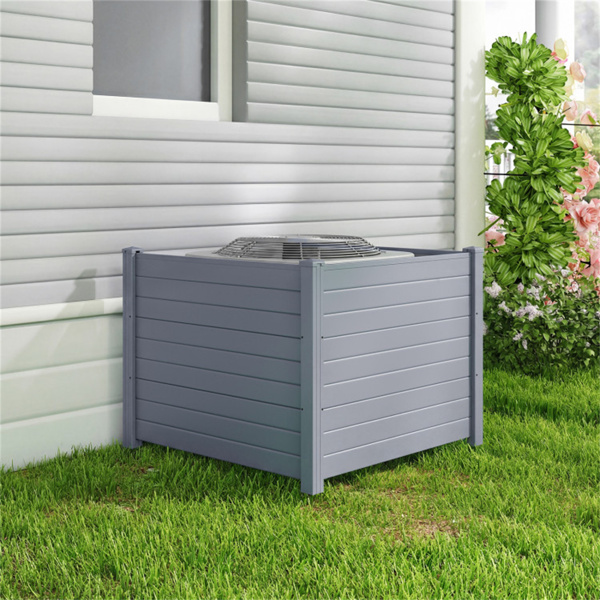 庭院花园48英寸×38英寸装饰性室外围栏模块化设计镀锌桩防风-灰色-1