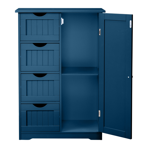 海军蓝  密度板喷漆+三胺贴面 竖纹 56*30*82.5cm  4抽 1门 浴室立柜-16