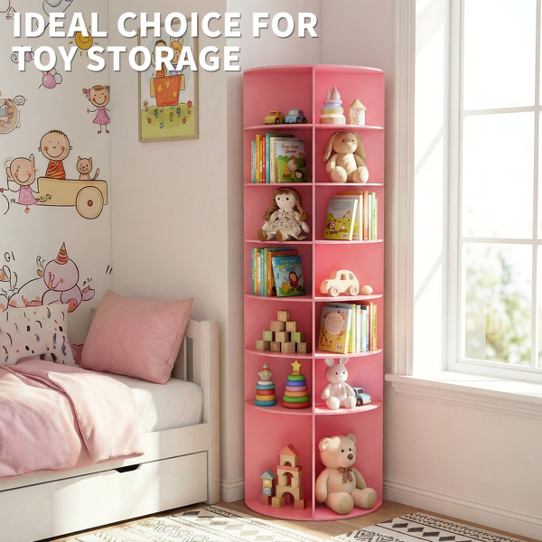 7 层 可360° 旋转 木塑板 60*60*184cm 鞋架 粉色-14