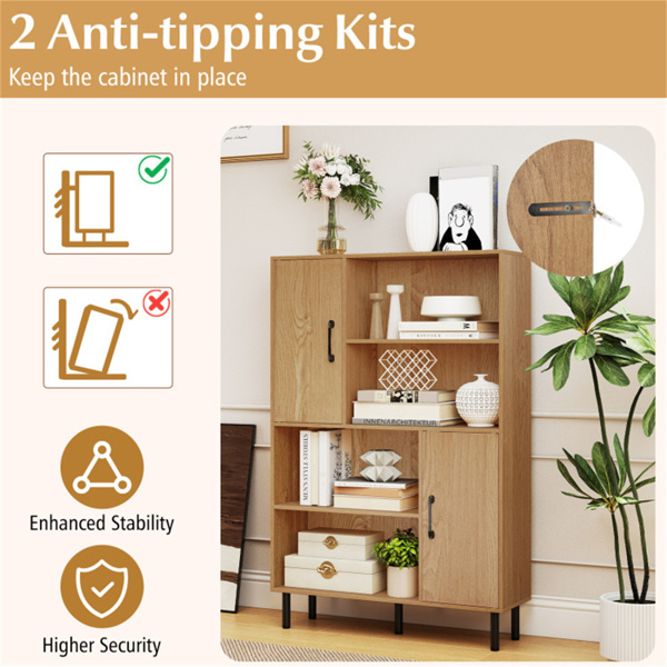 4层2门开放式货架储物柜，入口和客厅总容量为176磅​-自然色-3