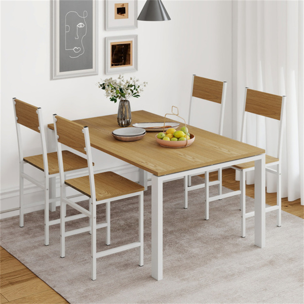 4把工业餐椅，330LBS容量金属框架厨房边椅，天然  -2