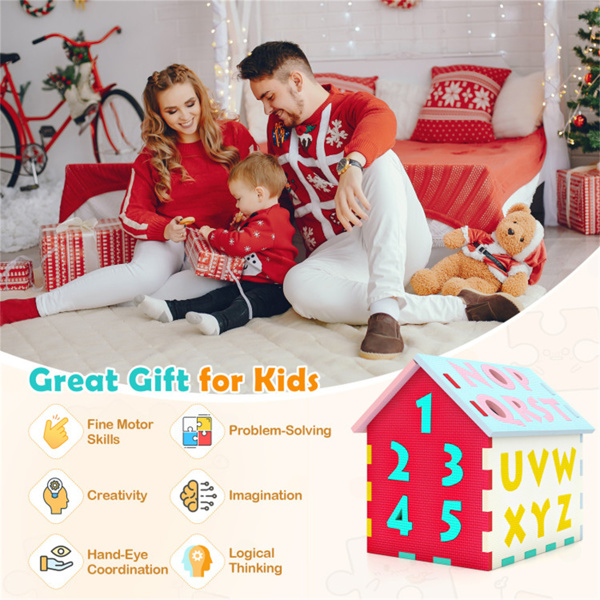 3D益智游戏室儿童垫，30.48×26.67×31.75cm EVA泡沫联锁垫，字母数字匹配，多色-13