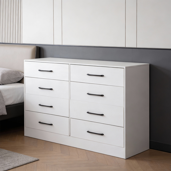 白色 刨花板+无纺布 贴三胺 134*40*86cm 双排4层8抽 抽屉柜 饰面布抽柜-13