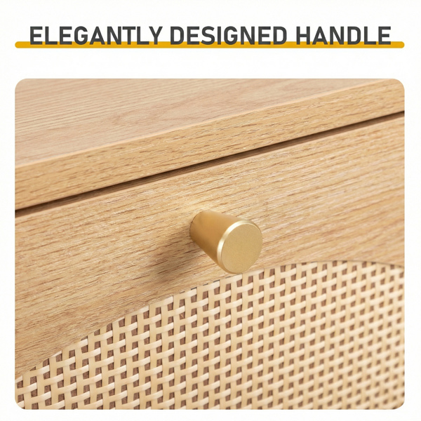 藤面3翻斗 鞋柜 刨花板 54*24*135 cm  原木色-6