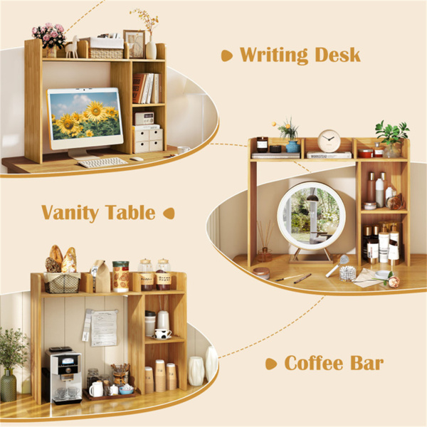 米色桌面书架，适用于27英寸/68.58厘米显示器，93.98×25.40×73.66厘米工程木桌把手，带防倾倒套件，容量100磅-6