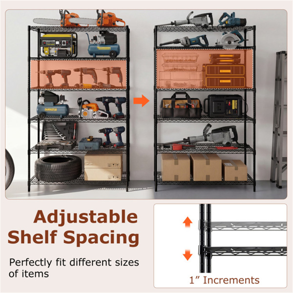6层重型金属存储架，总容量4800磅可调实用机架-6