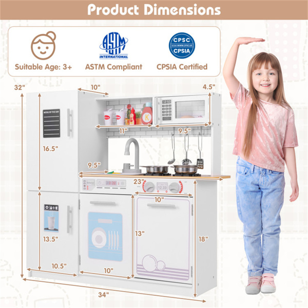 儿童假装游戏厨房套装，经过认证的逼真音效，配有存储和配件-8