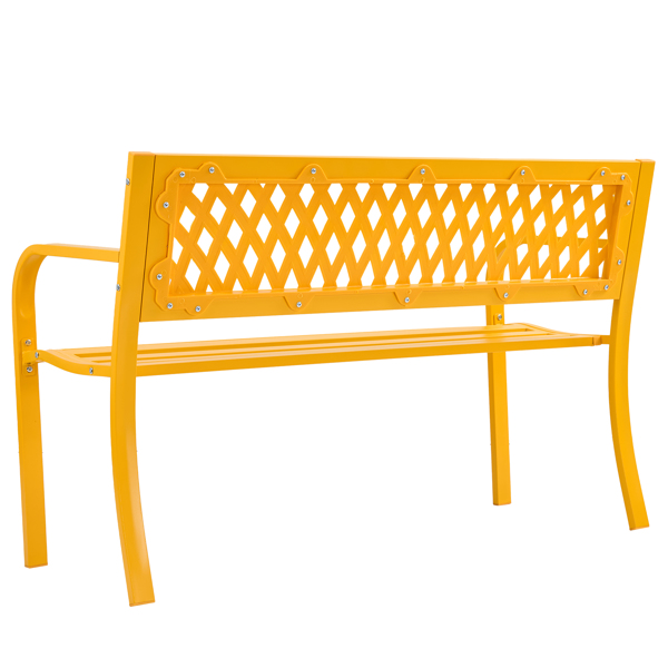 47in PVC网格靠背 黄色 铁长椅-14