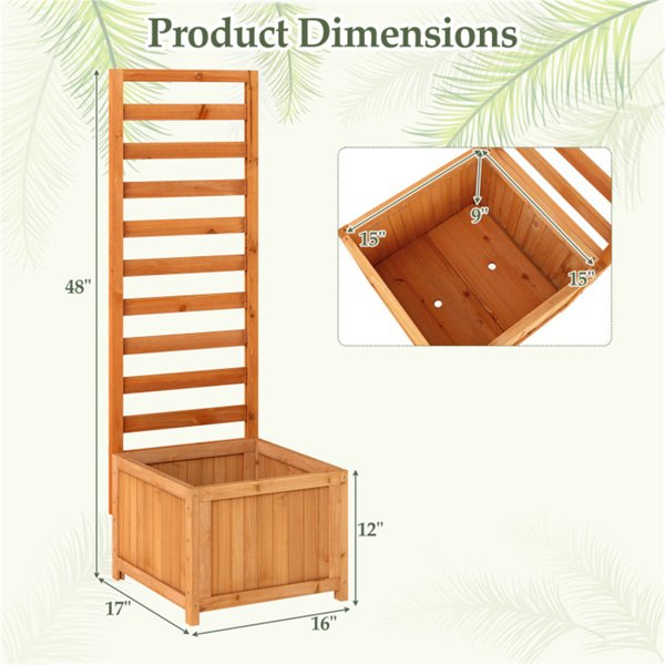 2合1木制高架花园床，带格栅，攀爬植物和花卉的高效排水系统-4