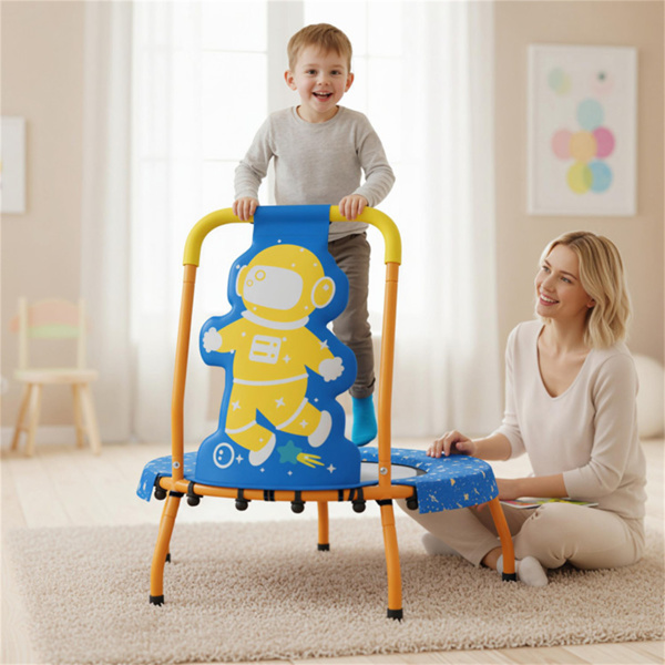 带泡沫垫手柄和安全垫罩的幼儿宇航员蹦床-2