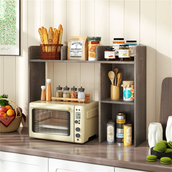 橡木色桌面书架，适用于27英寸/68.58厘米显示器，93.98×25.40×73.66厘米工程木桌把手，带防倾倒套件，容量100磅-8