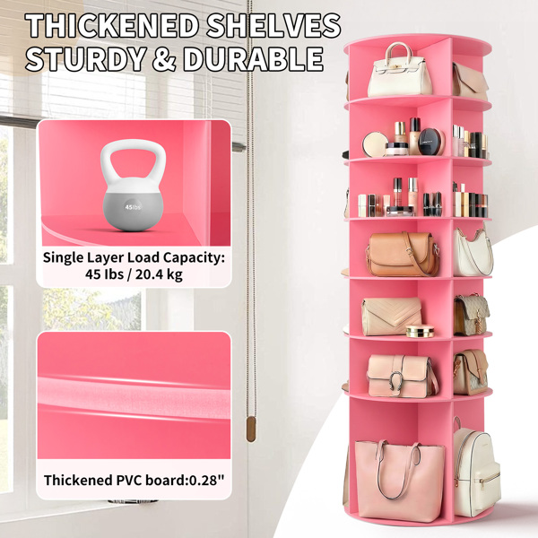 7 层 可360° 旋转 木塑板 60*60*184cm 鞋架 粉色-6