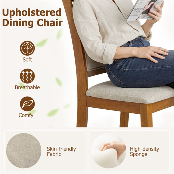 2PCS符合人体工程学的软垫后餐椅，橡胶木框架，330磅容量厨房椅-3