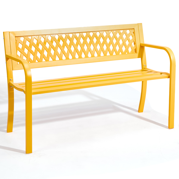 47in PVC网格靠背 黄色 铁长椅-18