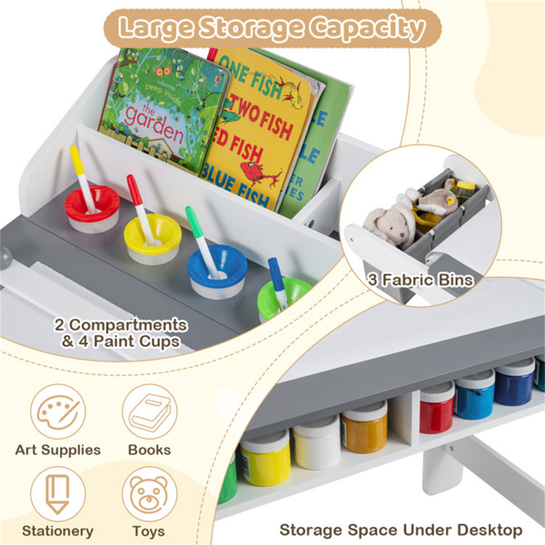 儿童艺术桌椅套装，带可更换纸卷、大容量储物幼儿活动台-7