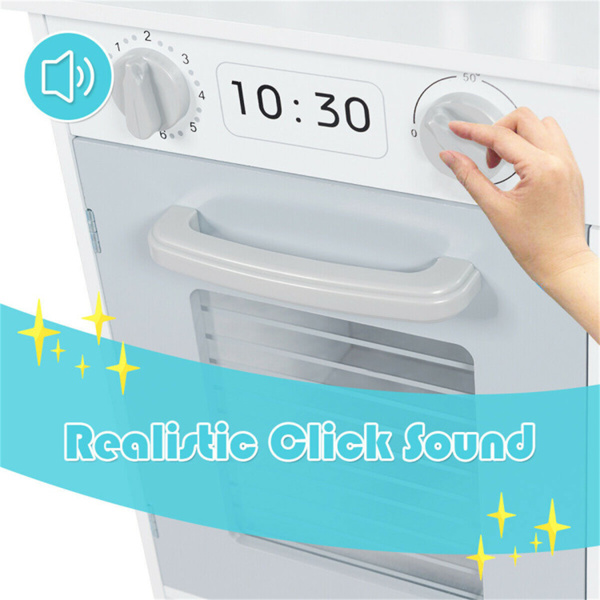 儿童假装游戏厨房套装，带水槽和配件的逼真烹饪玩具-6