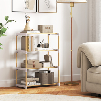 4层实心松木鞋架可堆叠设计，每架33LBS通风板条架，自然+灰色