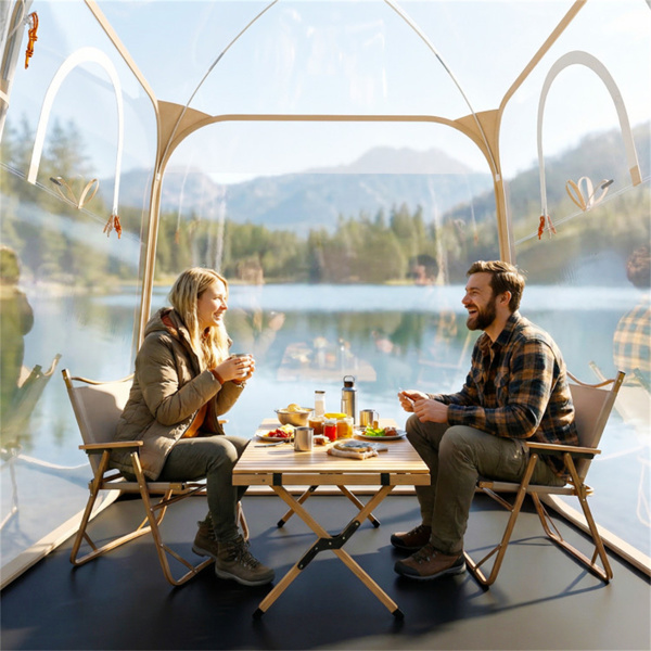 7×7FT透明弹出式运动帐篷，2-4人防水防风PVC帐篷，露营运动透明户外舱-6