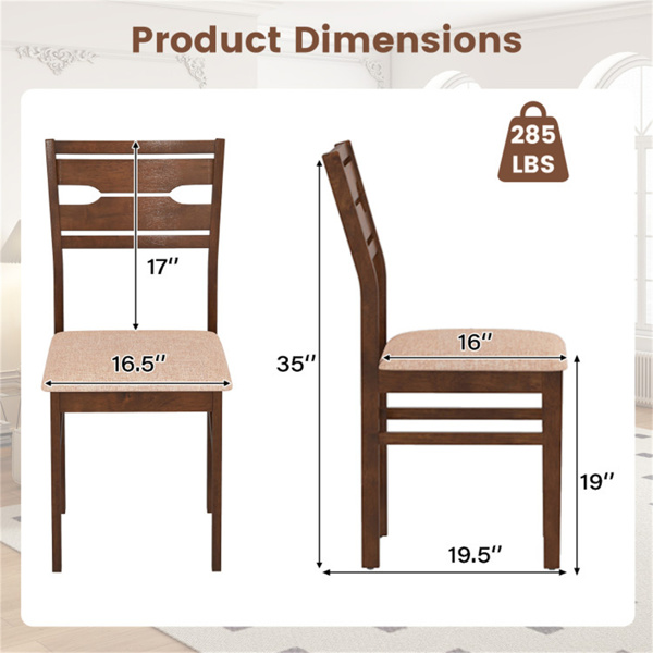 2把实心橡胶木餐椅套装，农舍风格，带中空靠背的软垫无扶手椅-4