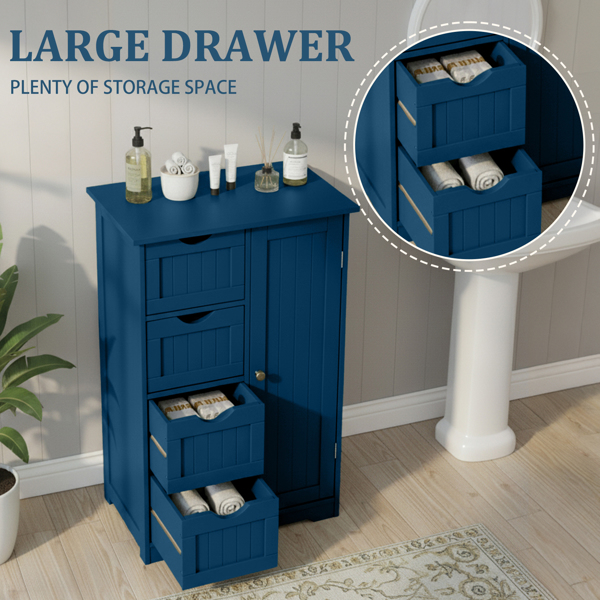 海军蓝  密度板喷漆+三胺贴面 竖纹 56*30*82.5cm  4抽 1门 浴室立柜-12