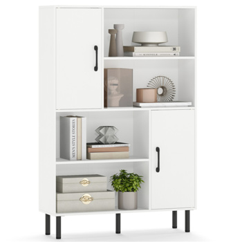 4层2门开放式货架储物柜，入口和客厅总容量为176磅​-白色