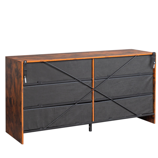 复古木 刨花板+无纺布 贴三胺 134*40*67cm 双排3层6抽 抽屉柜 饰面布抽柜-2