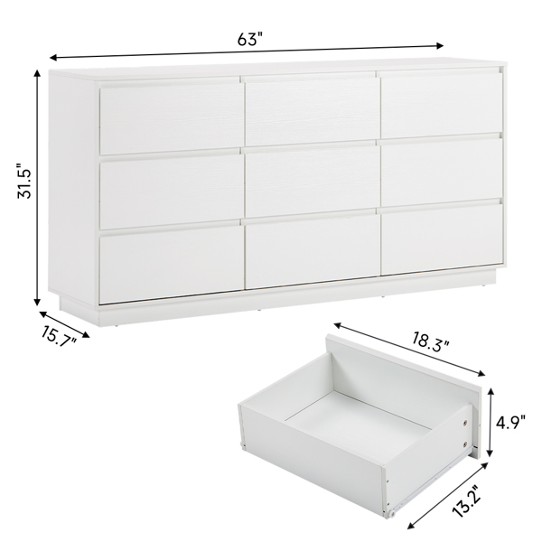 白色  P2刨花板  160*40*80cm 三层九抽 抽屉柜 现代 1pcs-7