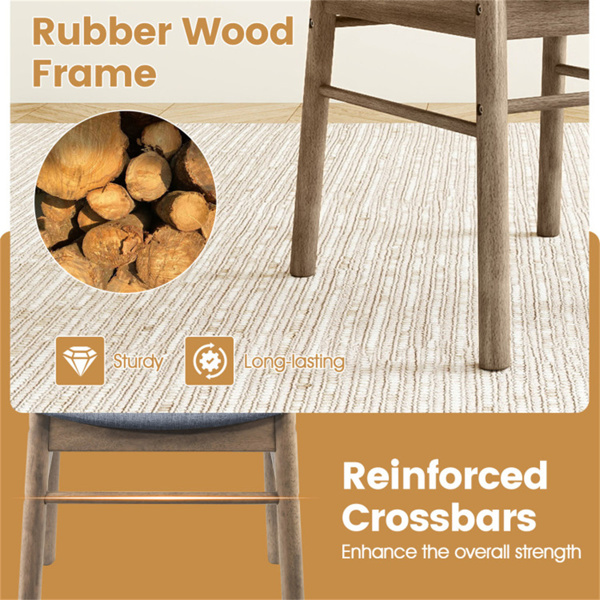 2把实心橡胶木餐椅，400磅容量的软垫厨房椅-8