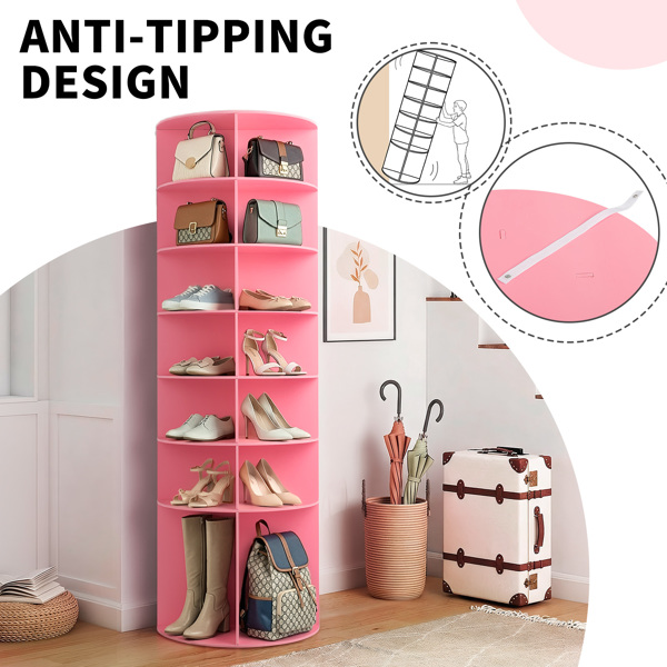7 层 可360° 旋转 木塑板 60*60*184cm 鞋架 粉色-15