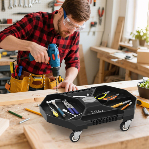 滚动工具爬行器PP PVC储物盒，带360°旋转脚轮，30LBS容量-7