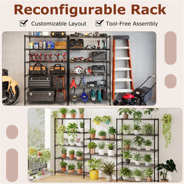 6层重型金属存储架，总容量4800磅可调实用机架-9