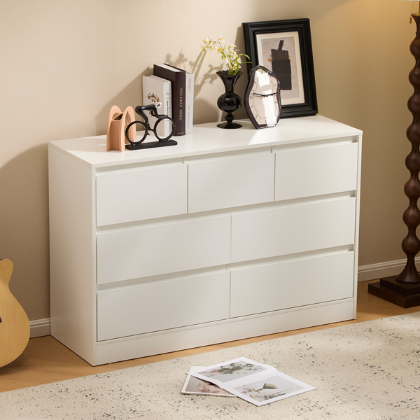 白色  P2刨花板  120*40*80cm  三层七抽 抽屉柜 现代 1pcs-2