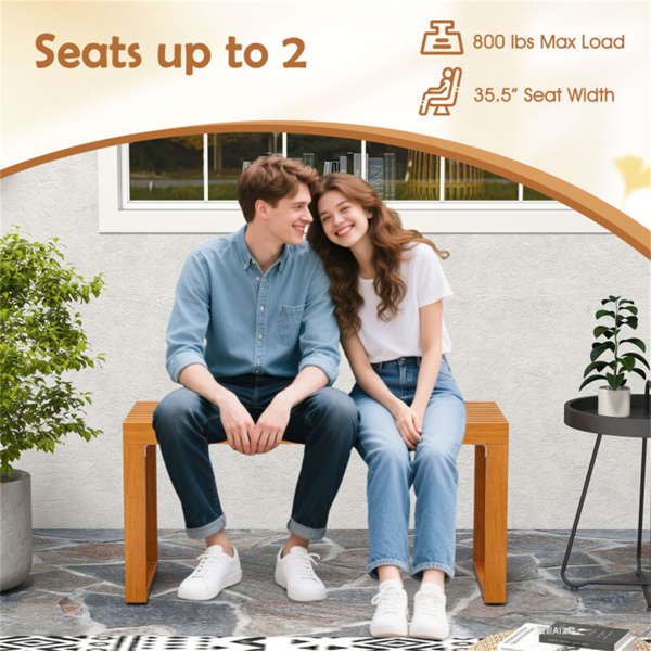 实心相思木露台长椅，重量800磅，可容纳2人，无靠背户外长椅-9