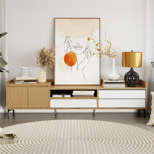 71英寸娱乐中心，带抽屉和橱柜，客厅有线电视控制台-5