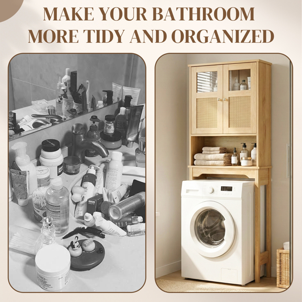 原木色   刨花板三胺贴面带藤面 60*22*170cm 双门 马桶柜-14