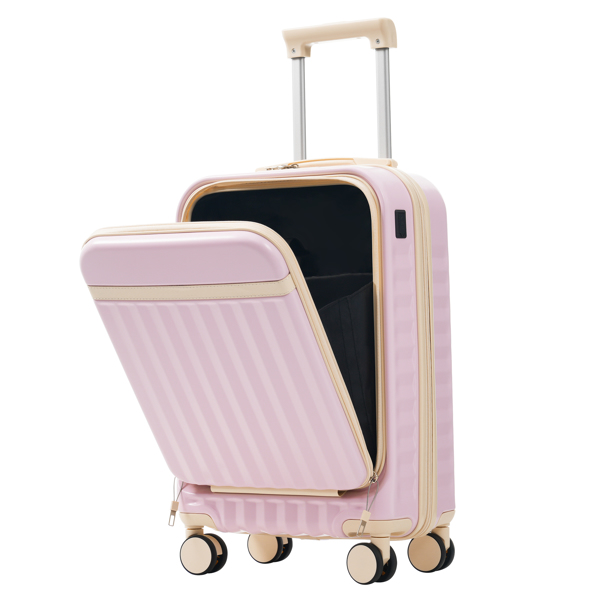 前开式三件套行李箱，硬壳登机箱带USB接口，可扩展行李箱，配有手提包、万向轮和TSA密码锁--不支持self-pick up且不支持指定仓库发货-6